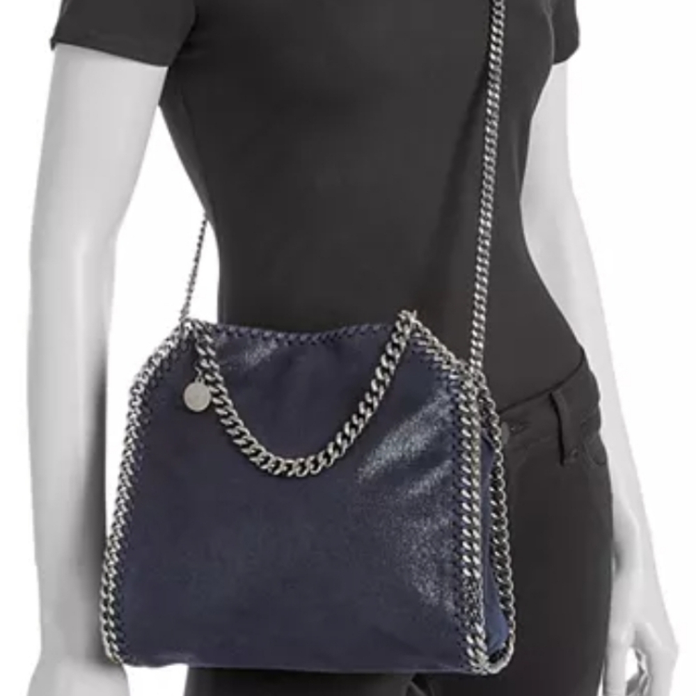 Stella McCartney Navy Falabella Small Chain Crossbody Bag